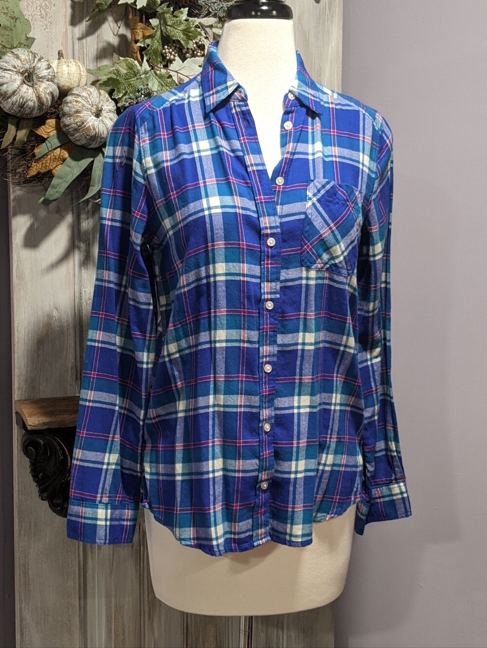 NWT Express Boyfriend Flannel Button-Down Shirt